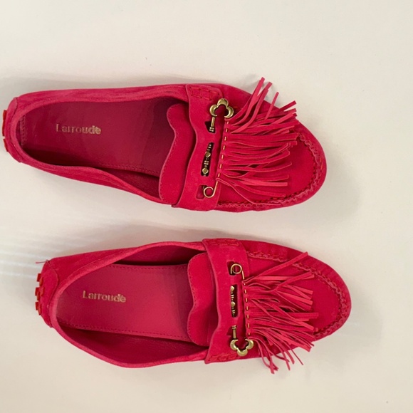 Larroude Red Fringe Loafers - Picture 3 of 7
